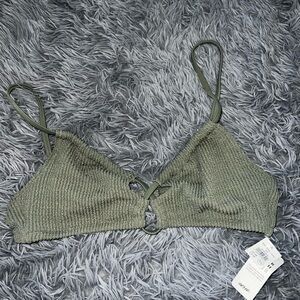 NWT AERIE Olive Green Ribbed Bikini top